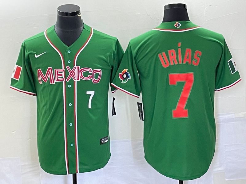 Men 2023 World Cub Mexico #7 Urias Green orange Nike MLB Jersey3